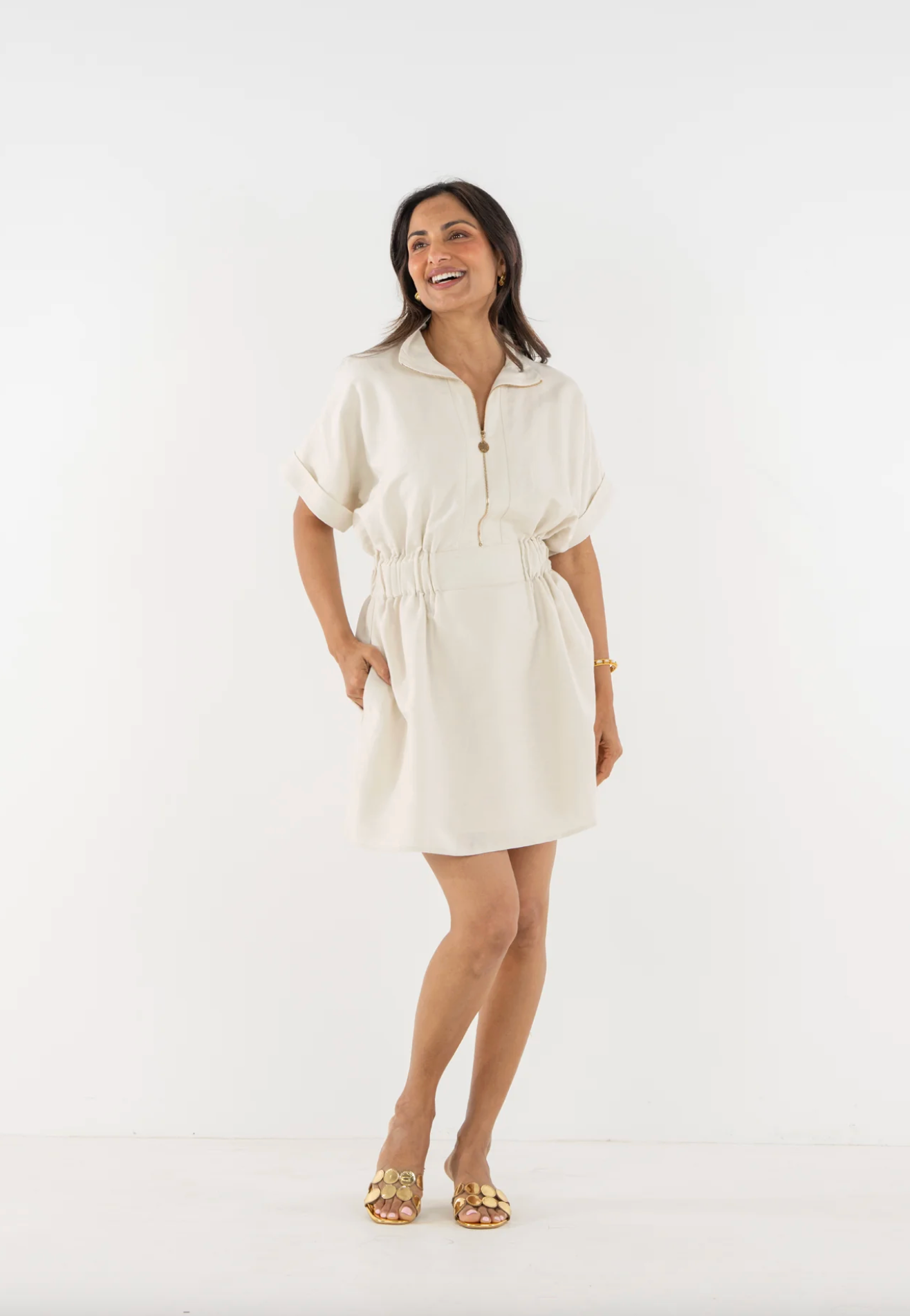 Emily McCarthy Pullover Dress- Sandshell