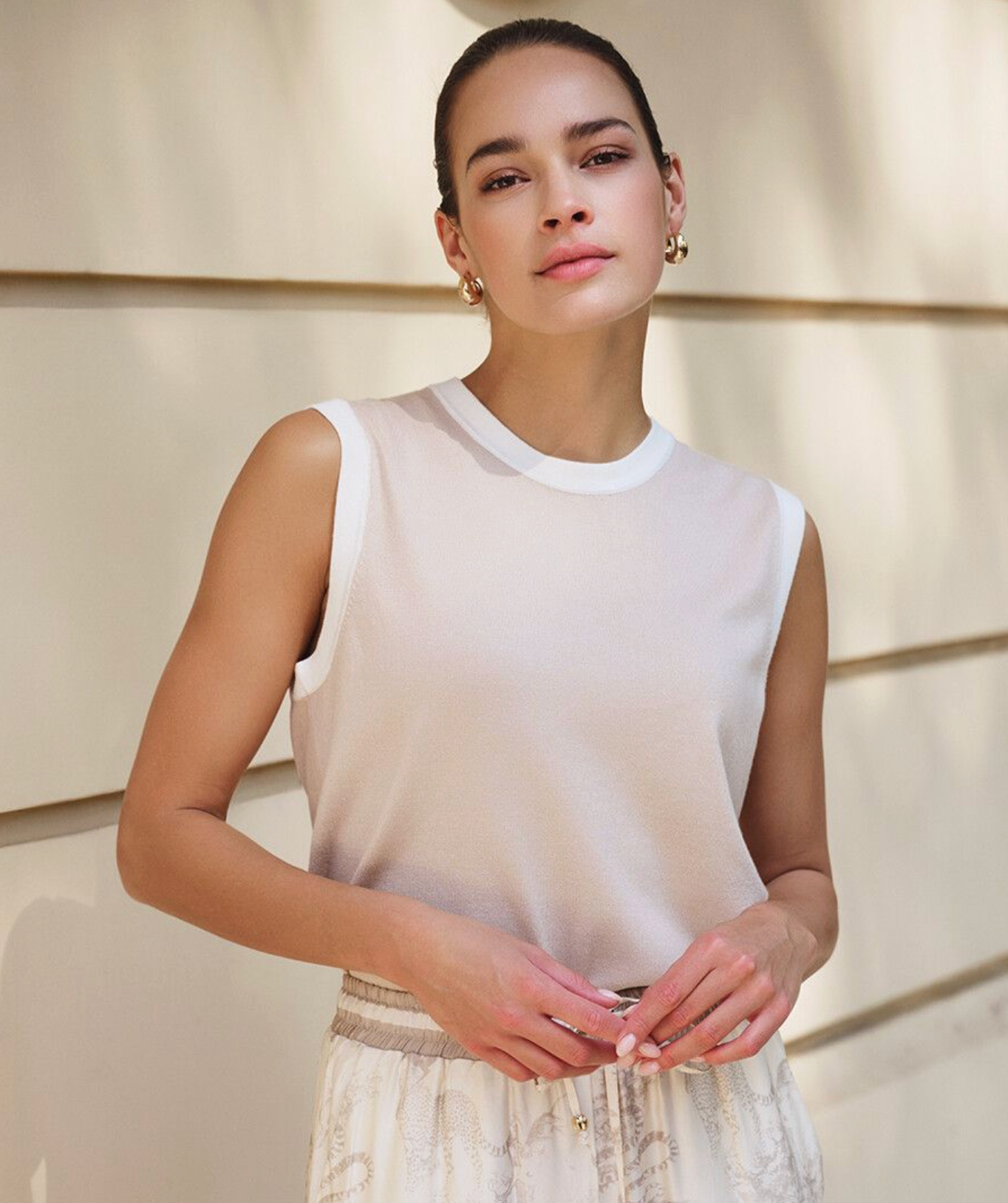Esqualo Contrast Rib Knit Tank