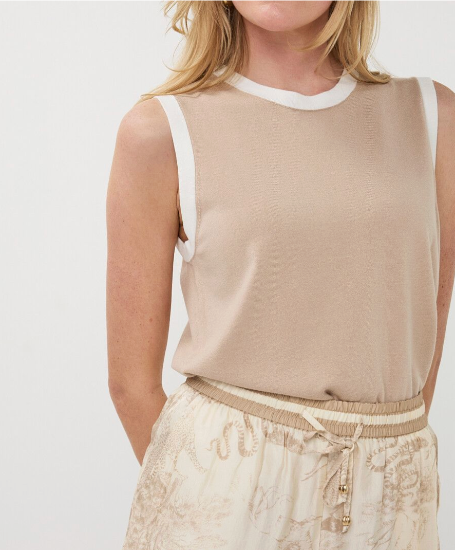 Esqualo Contrast Rib Knit Tank