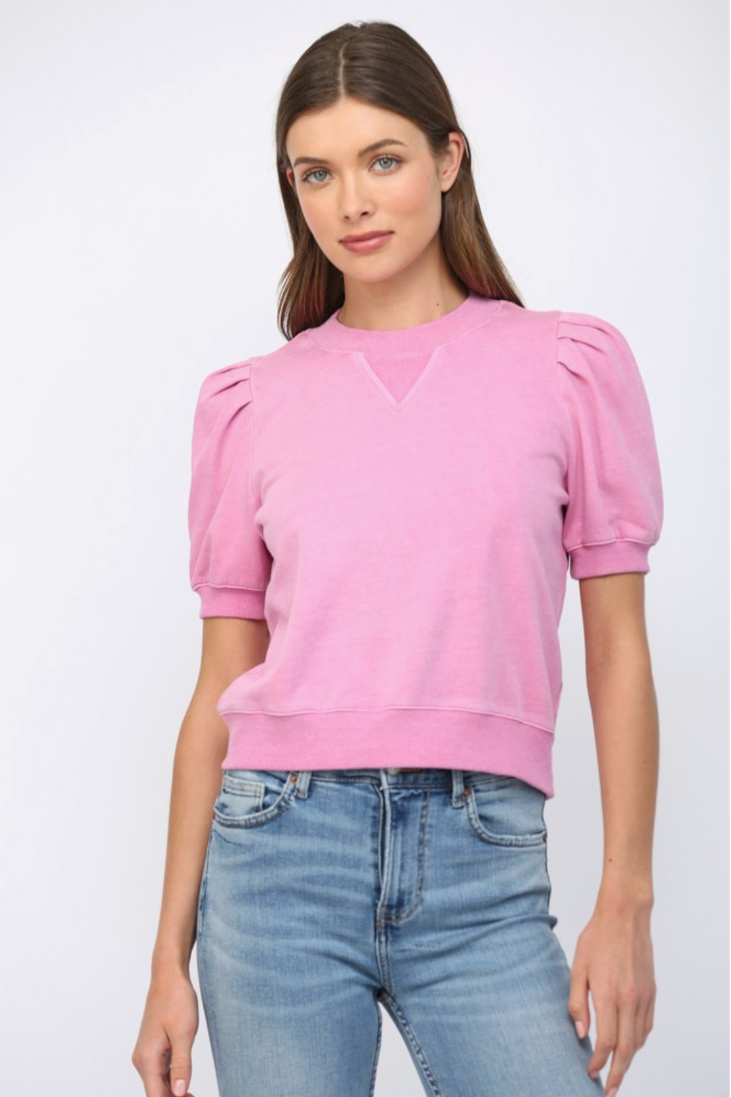 FT Bubble Slv Crewneck Top