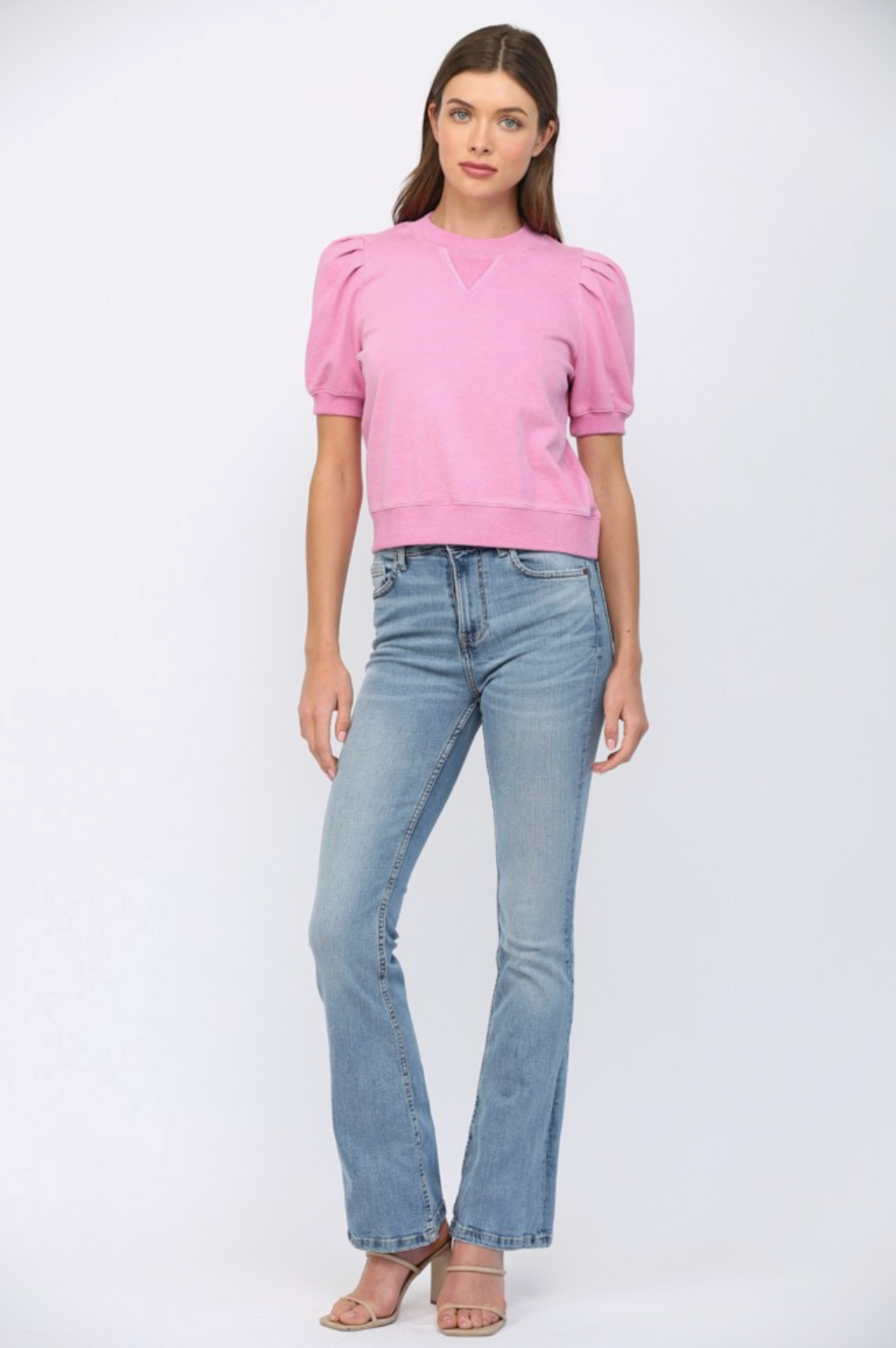 FT Bubble Slv Crewneck Top