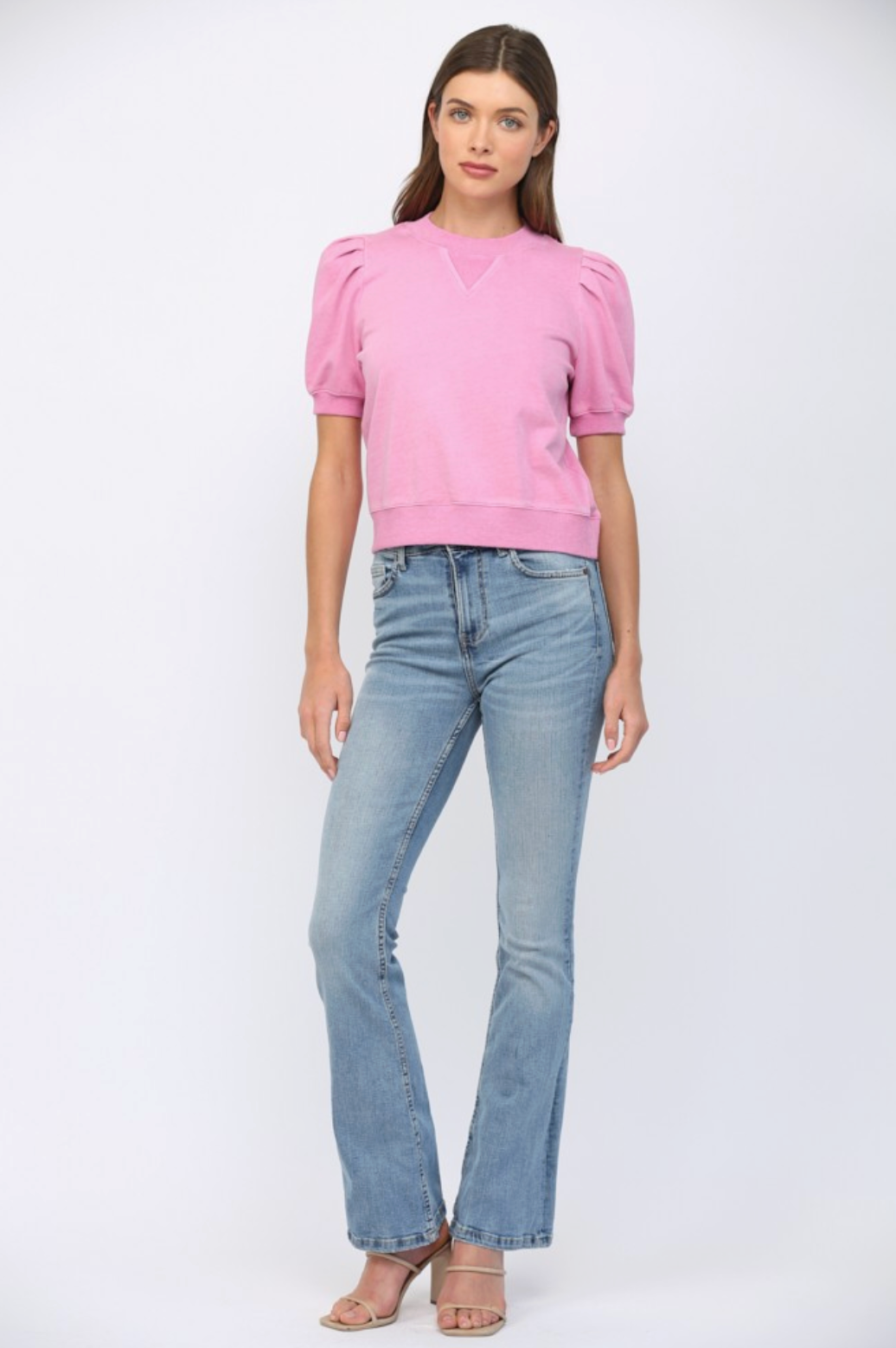 FT Bubble Slv Crewneck Top