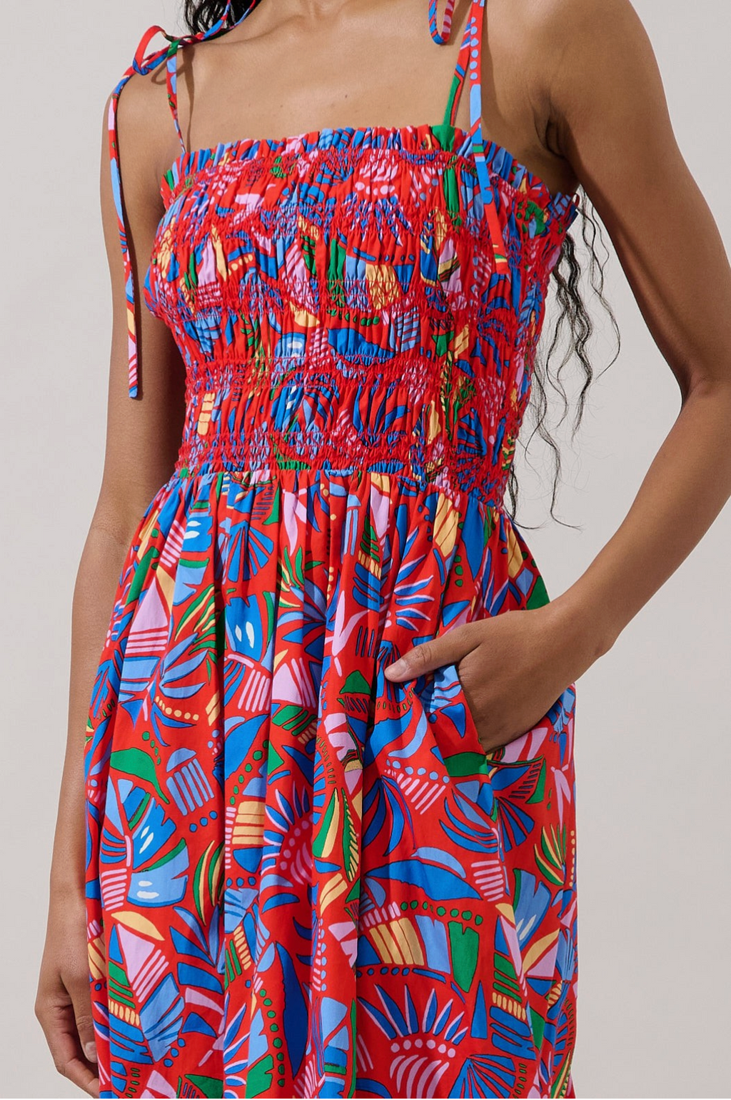 SL Juciel Smocked Tropical Midi