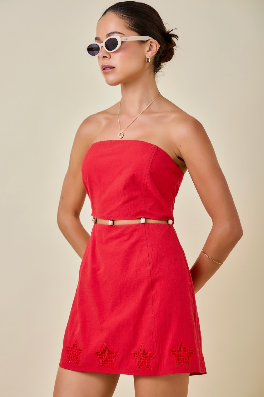 D&M Cutout Embroidered Dress