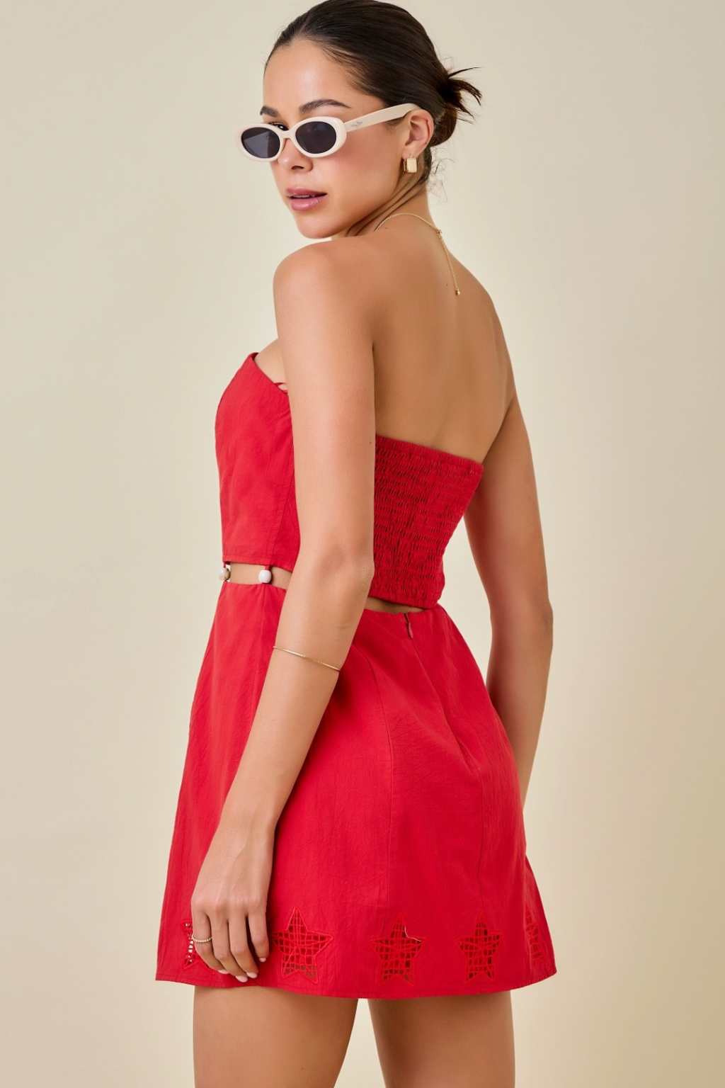 D&M Cutout Embroidered Dress