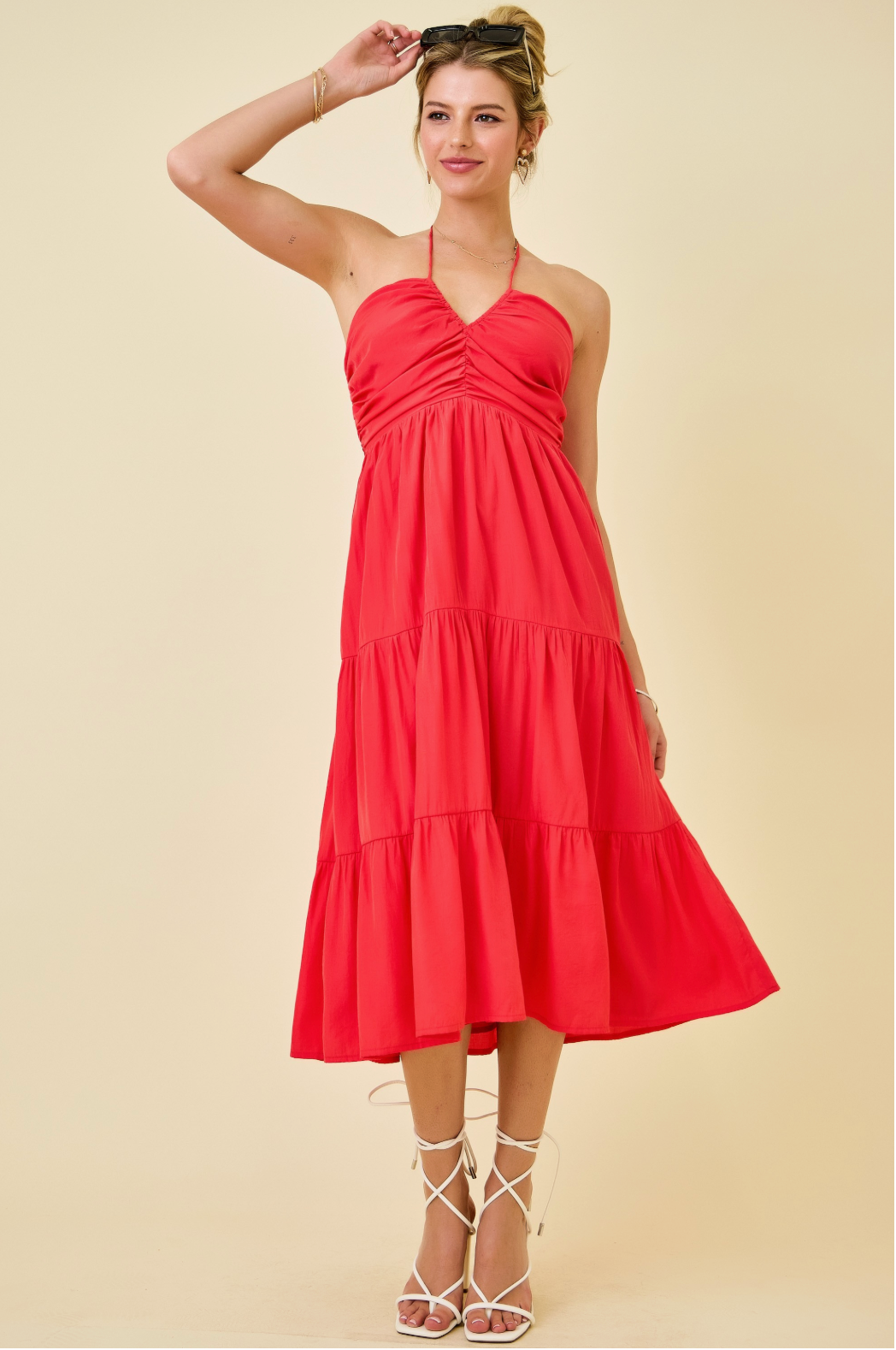 D&M Halter Ruched Midi