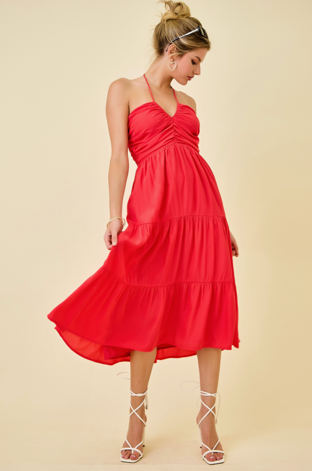 D&M Halter Ruched Midi