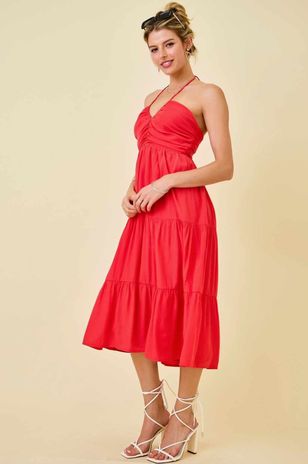 D&M Halter Ruched Midi
