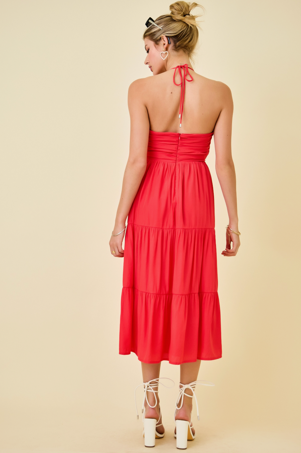 D&M Halter Ruched Midi