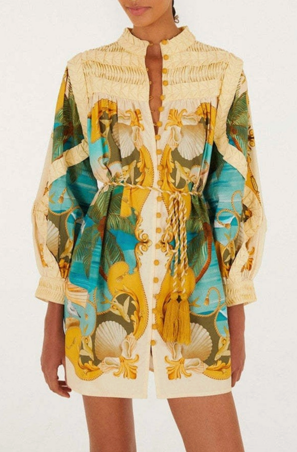 SU Printed High Neck Mini Dress- multi