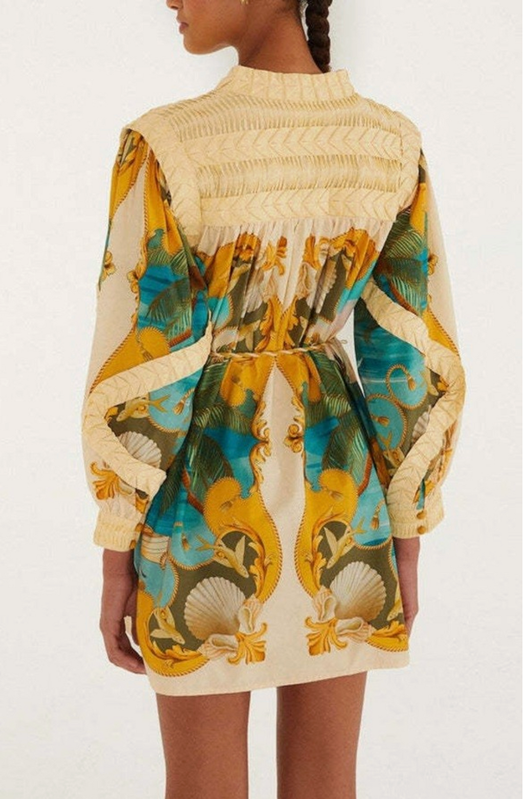 SU Printed High Neck Mini Dress- multi