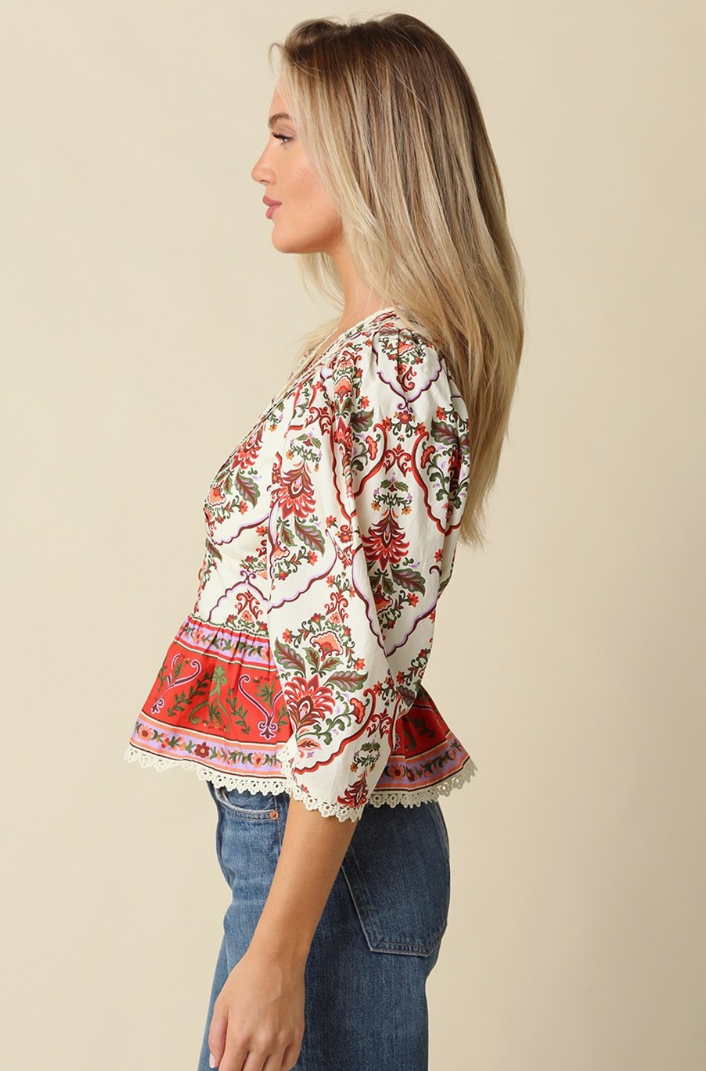 Oliv Eloise Floral Peplum Blouse