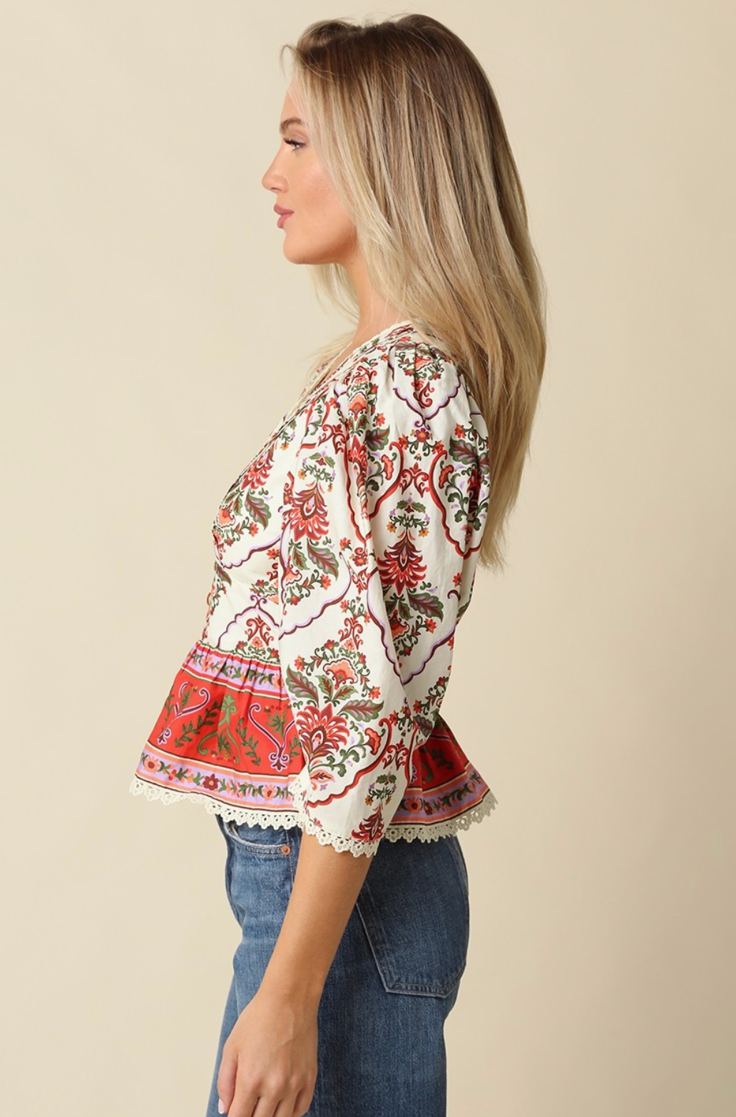 Oliv Eloise Floral Peplum Blouse