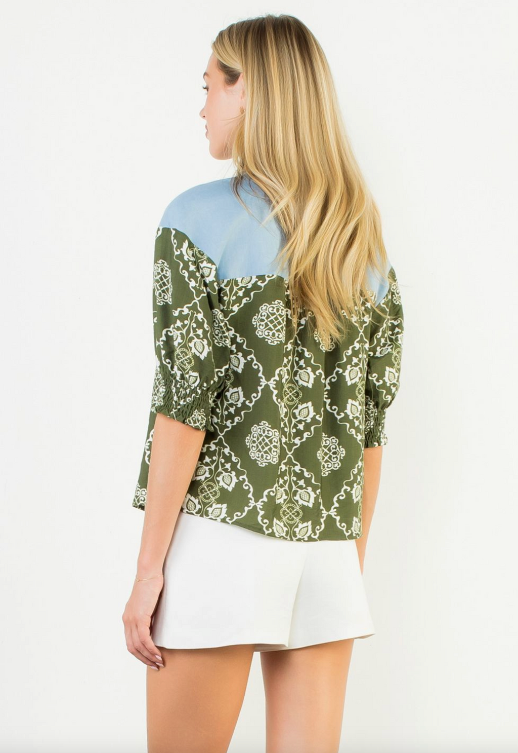 THML Blue Trim Button Blouse