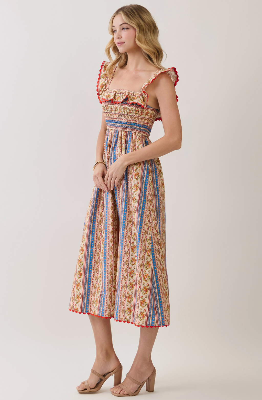 TC Paisley Smock Flutter Slv Midi