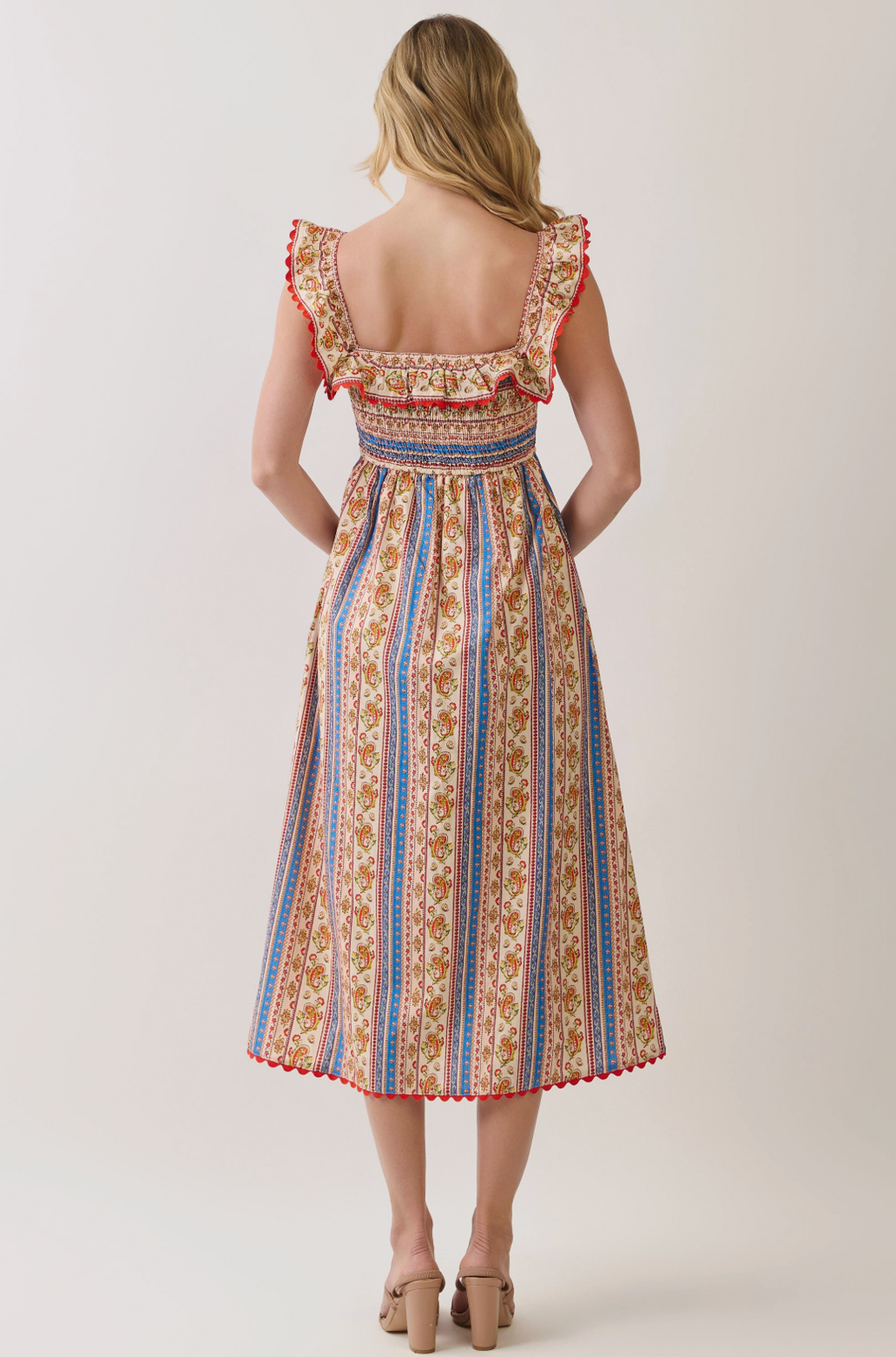 TC Paisley Smock Flutter Slv Midi