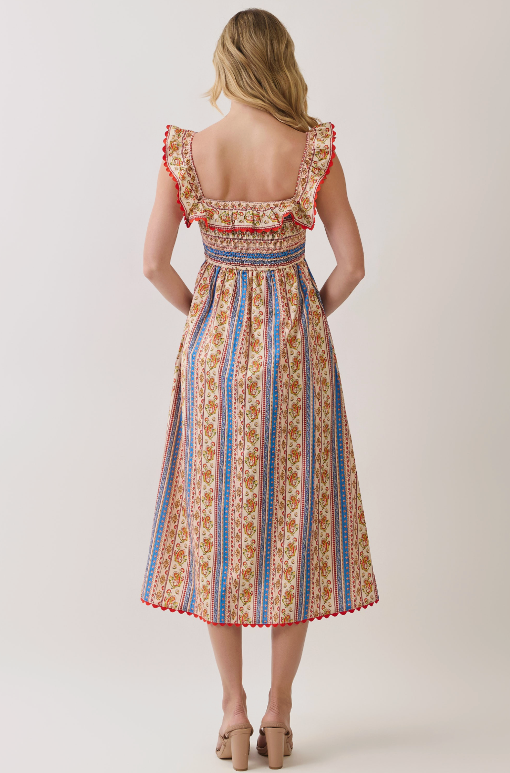 TC Paisley Smock Flutter Slv Midi