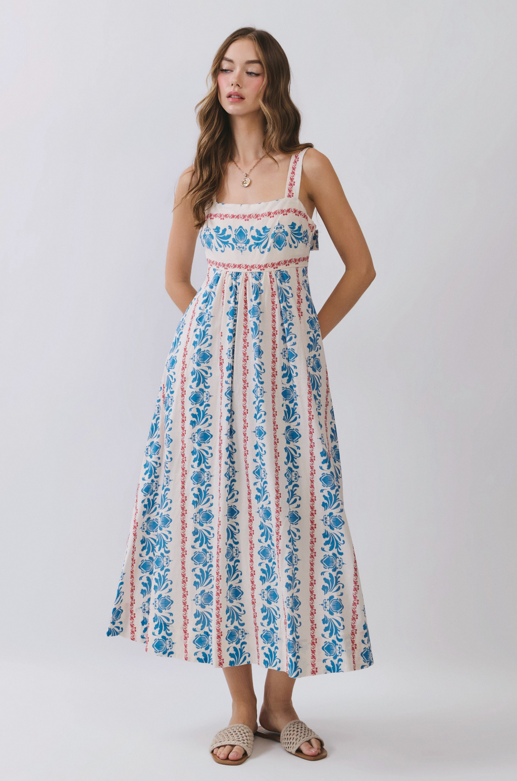 TC Floral Stripe Midi Dress