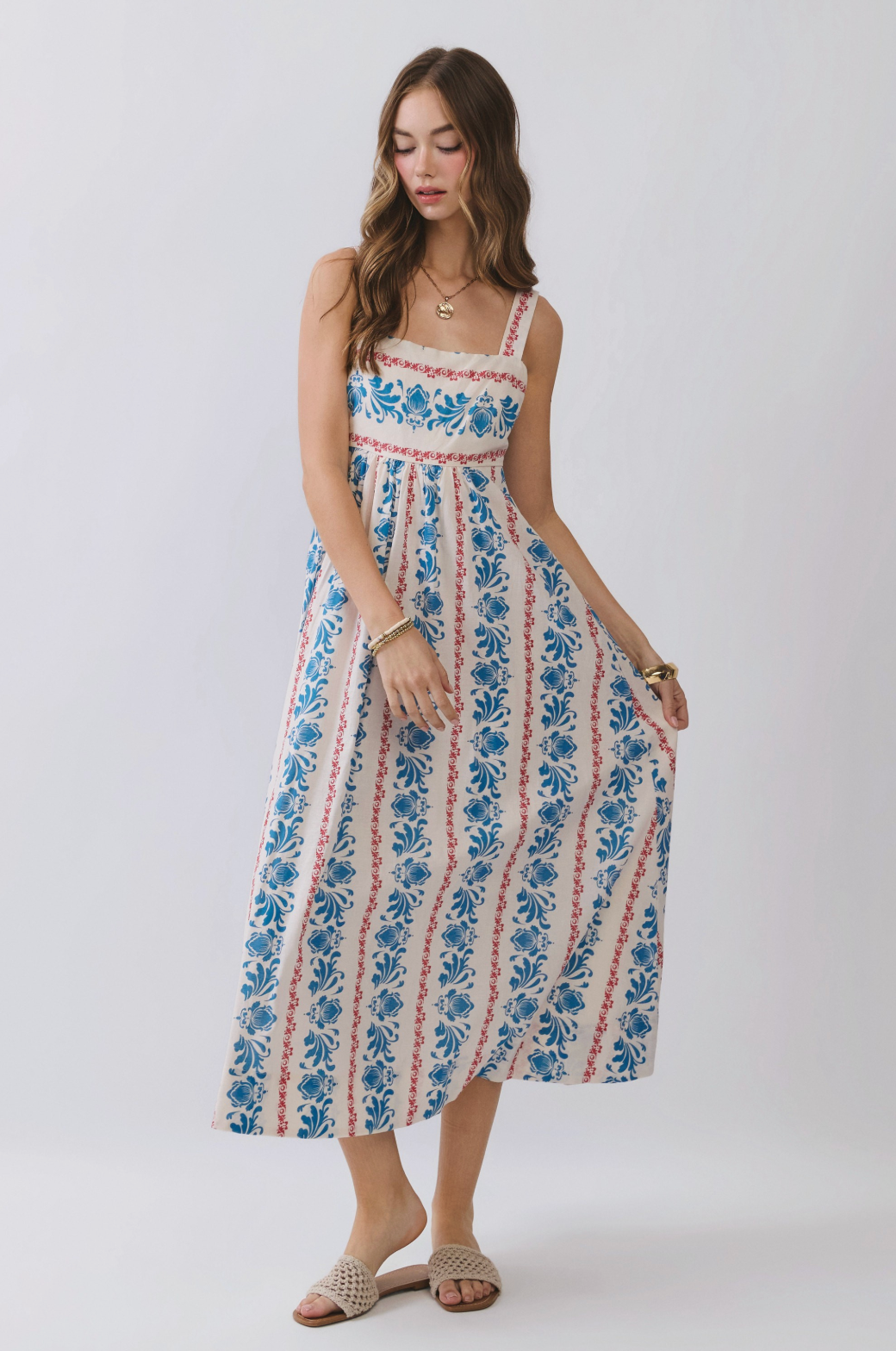 TC Floral Stripe Midi Dress