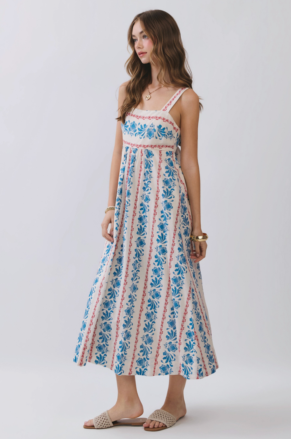 TC Floral Stripe Midi Dress
