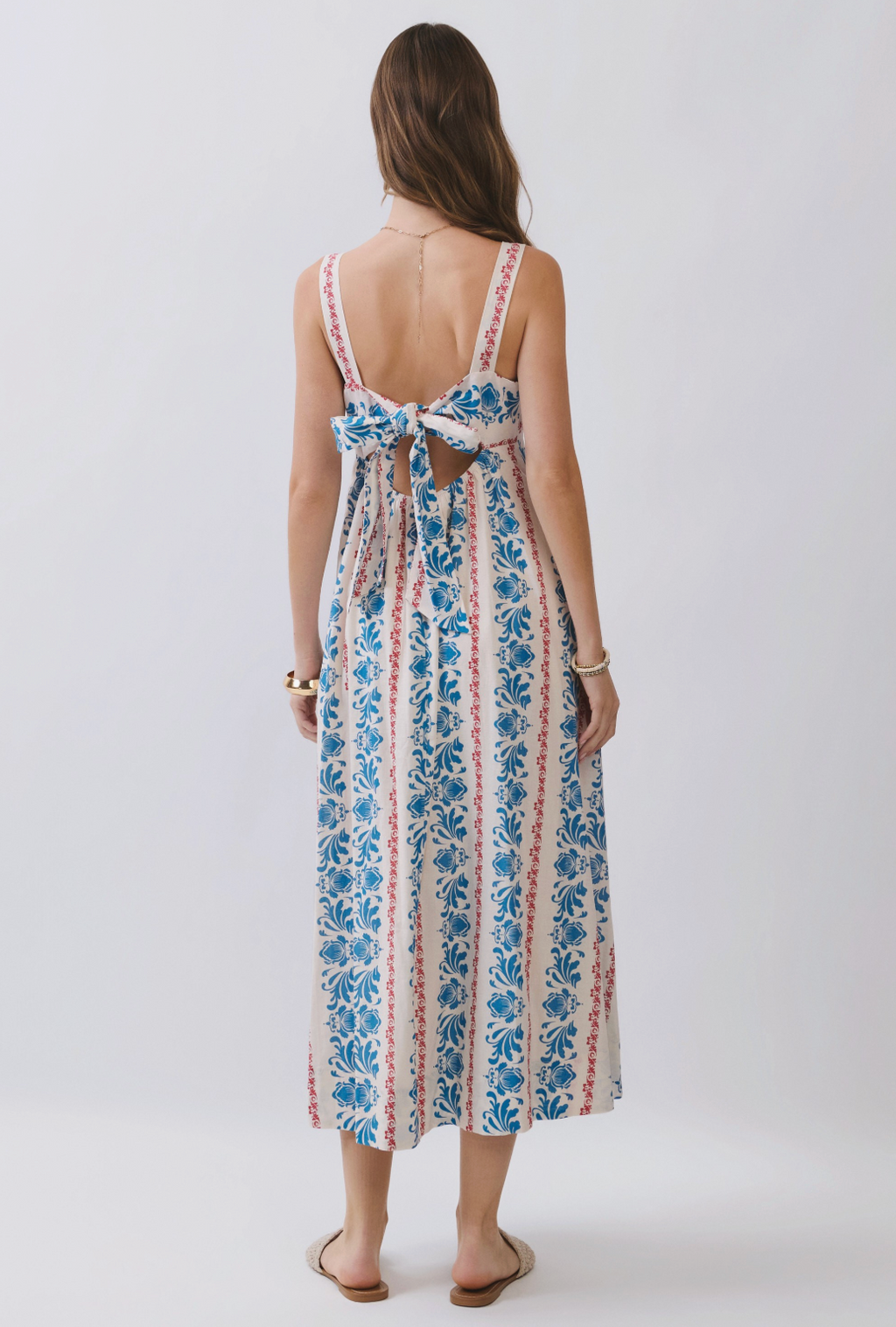 TC Floral Stripe Midi Dress
