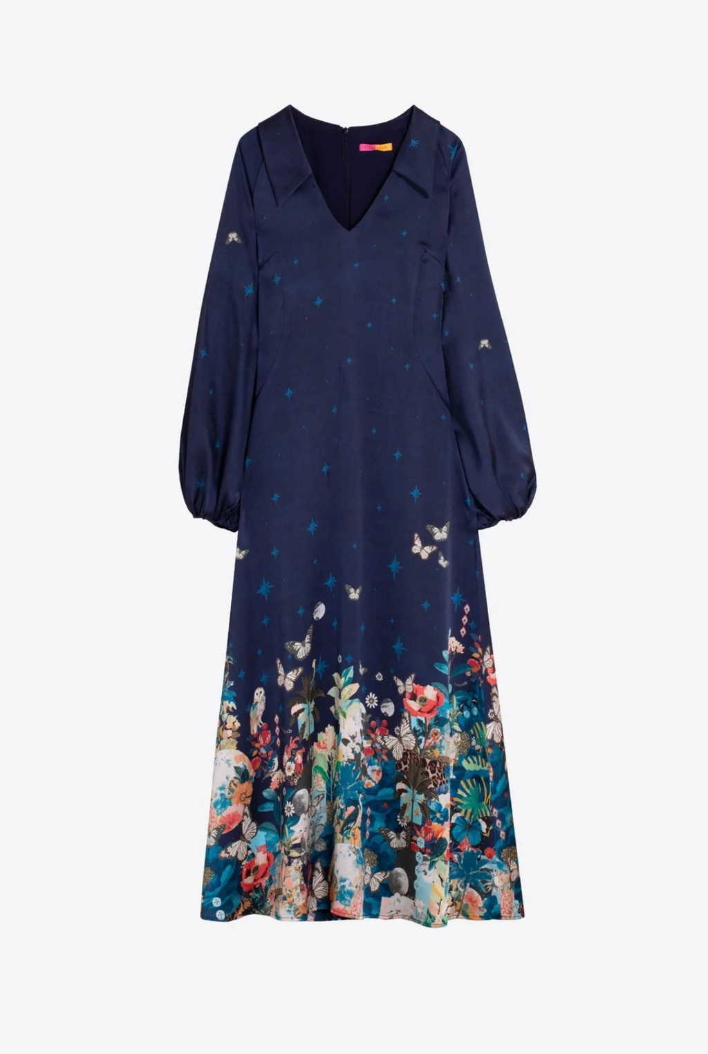 Vilagallo LS Butterfly Floral Maxi- Navy