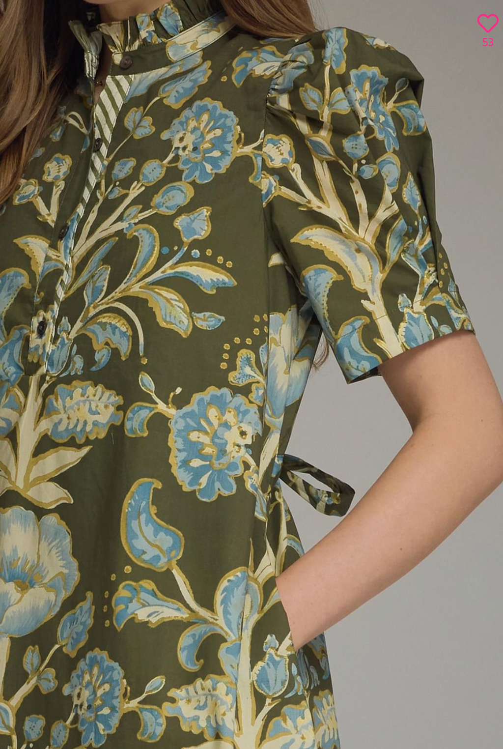 ETO Floral Puff Sleeve Collar Dress