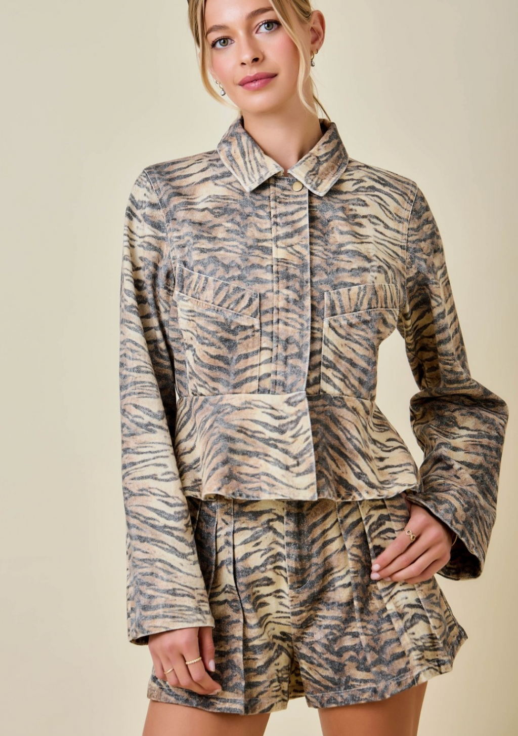 D&M Tiger Print Peplum Jacket