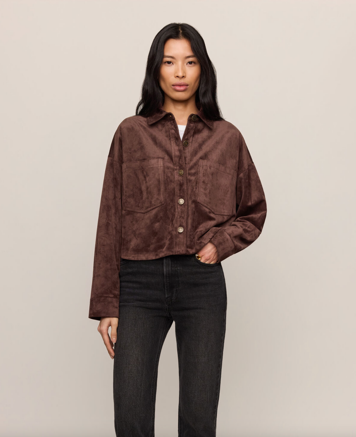 Z Supply All Day Cropped Suede Jacket