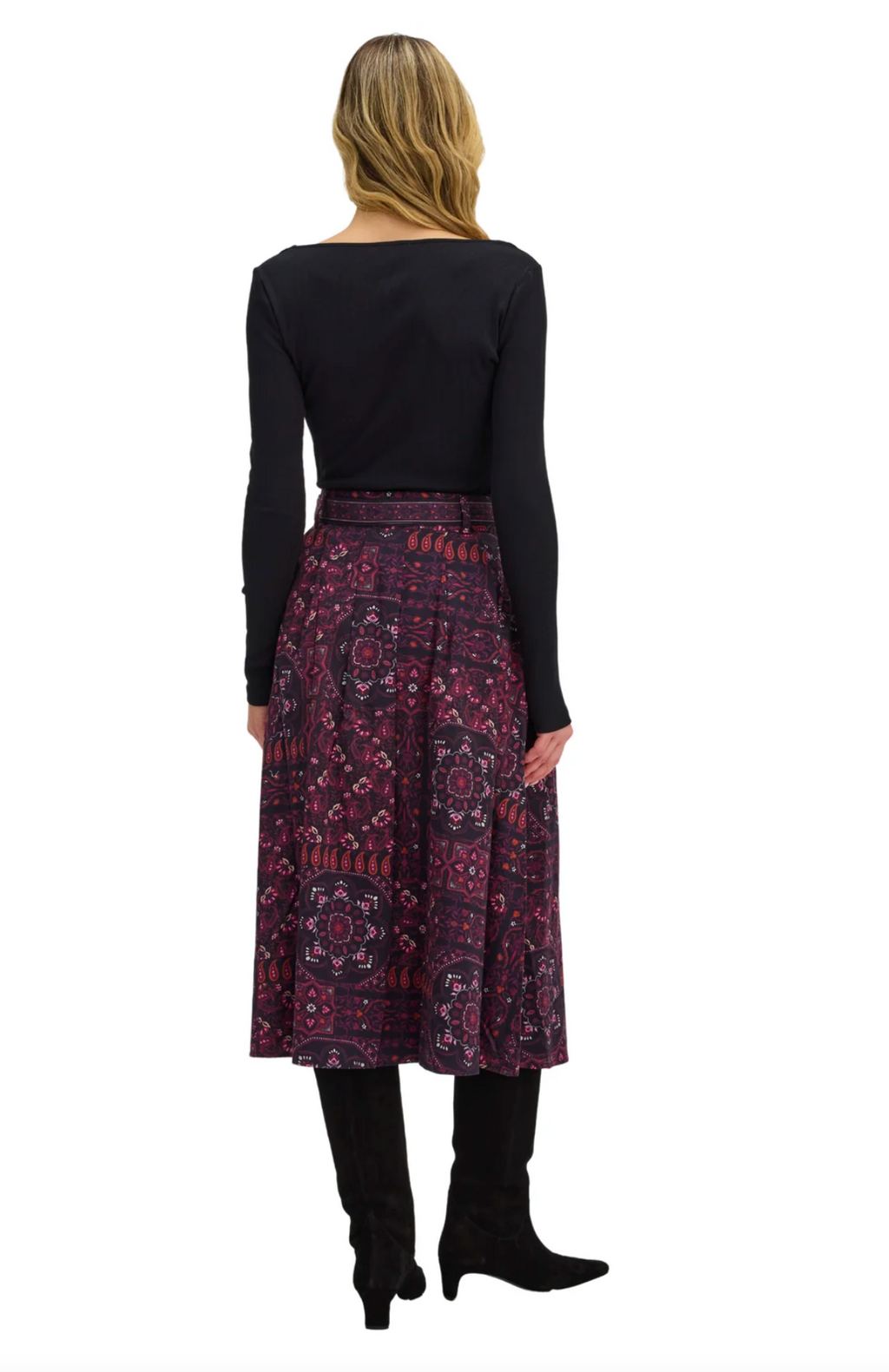 Allison Vivienne Midi Skirt- Scarf Print