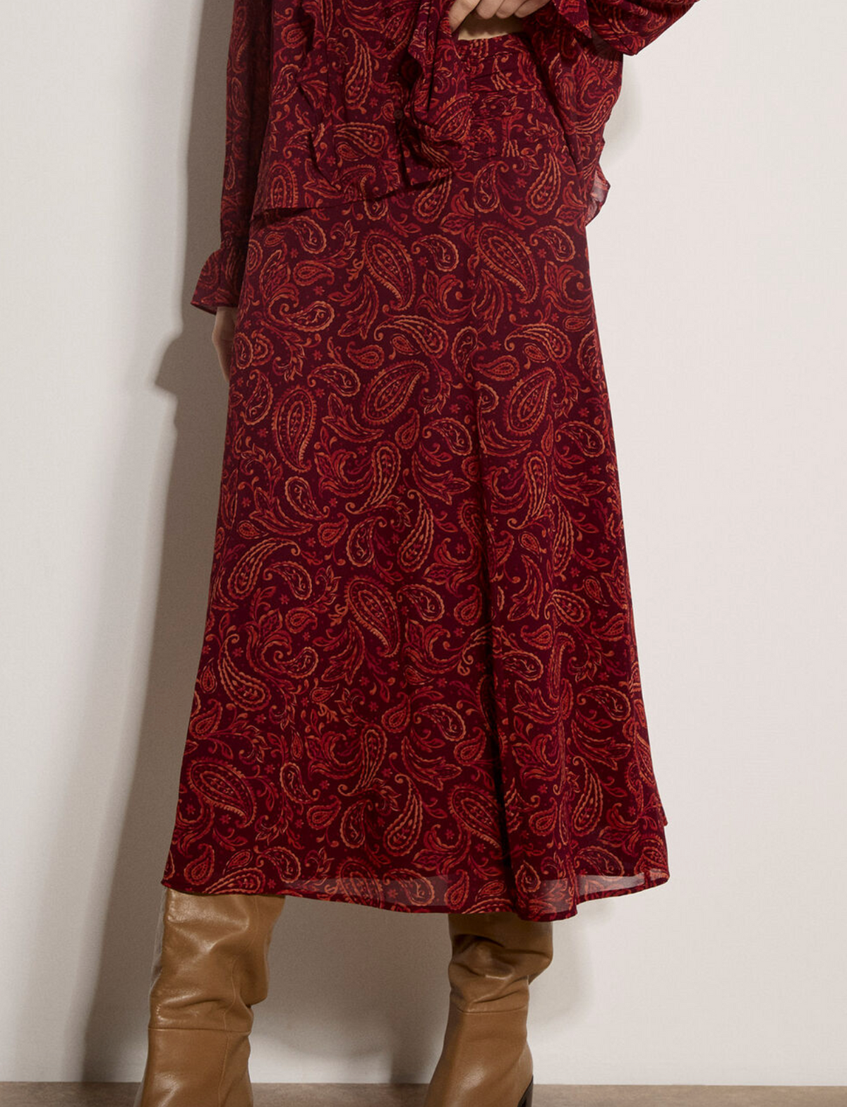 Apricot Paisley Midaxi Skirt