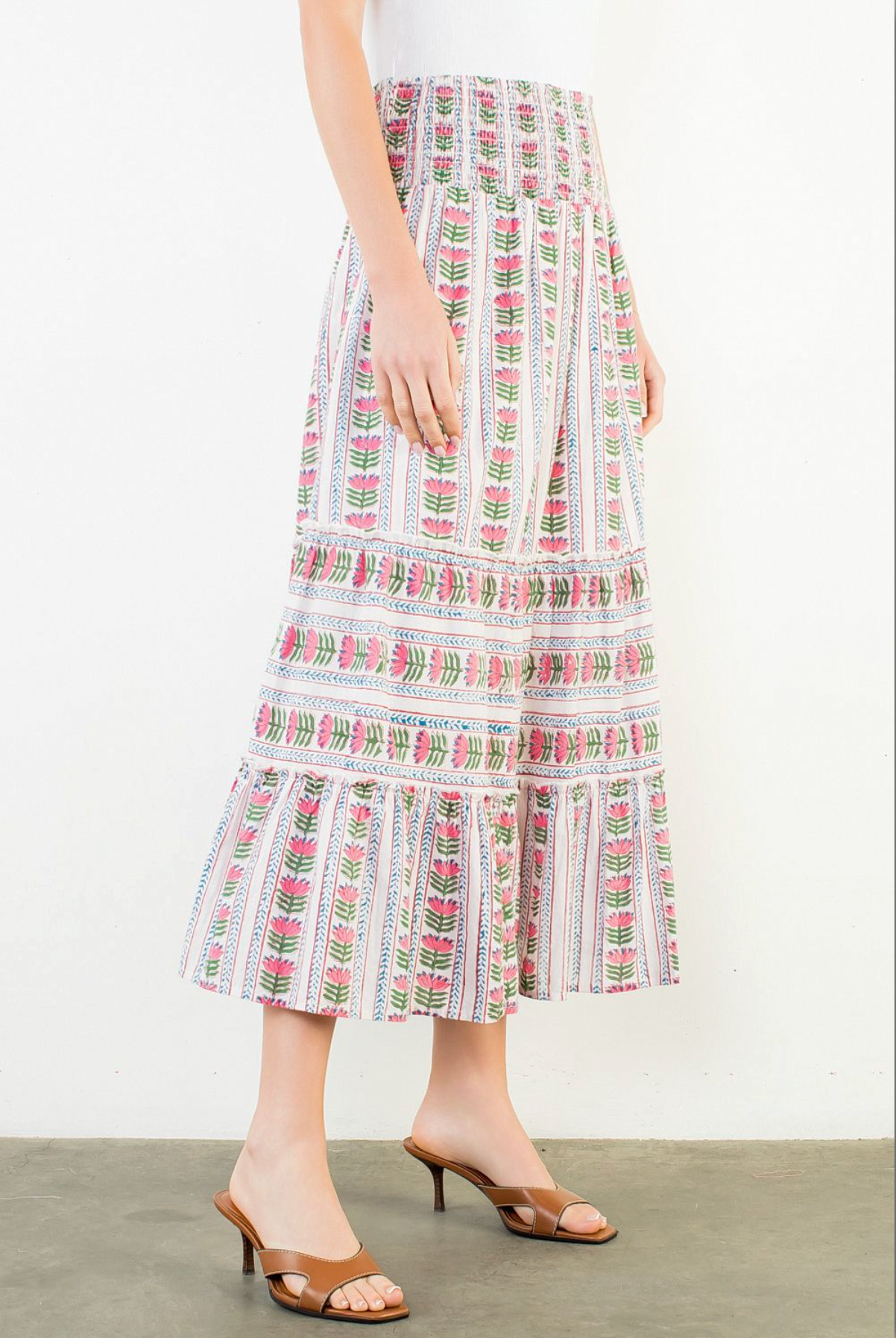 THML Smock Waist Floral Skirt