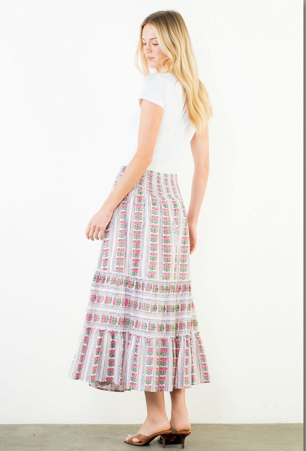 THML Smock Waist Floral Skirt