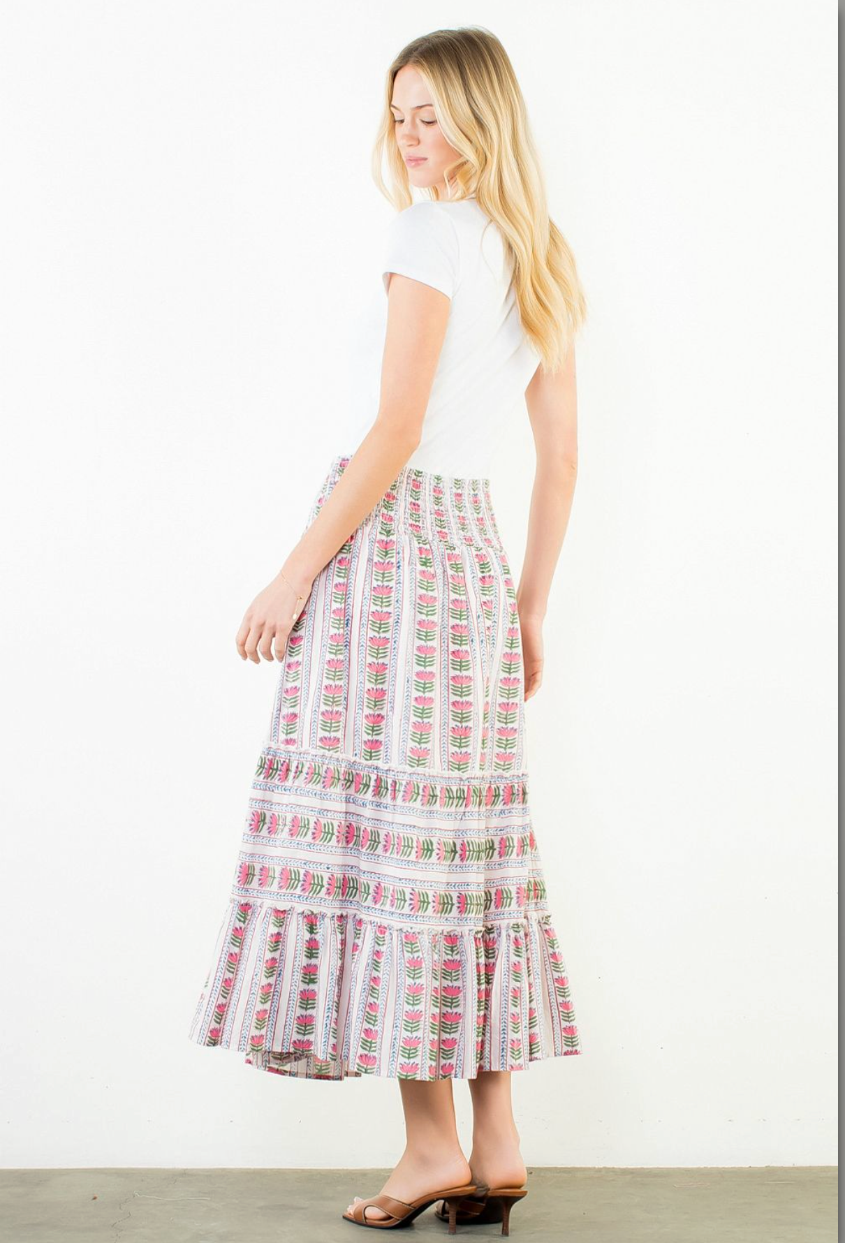 THML Smock Waist Floral Skirt