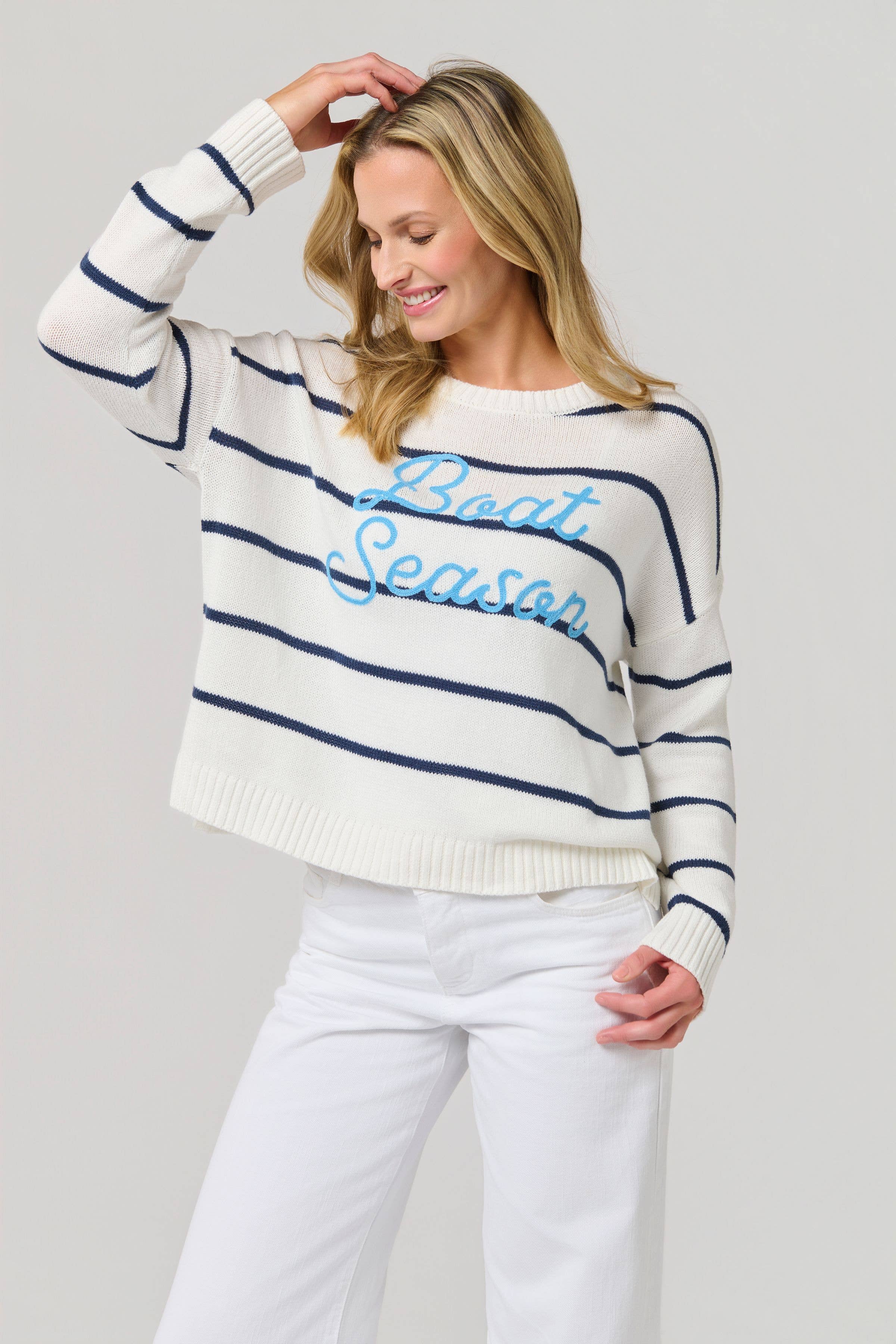 "BOAT SEASON" RELAXED FIT SWEATER